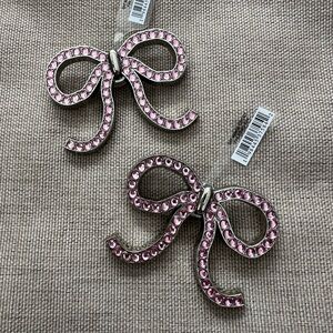 Crocs Metal Pink Glittery Bows Jibbitz X2